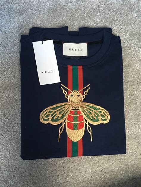 gucci bee shirt red|gucci bee embroidered sweater.